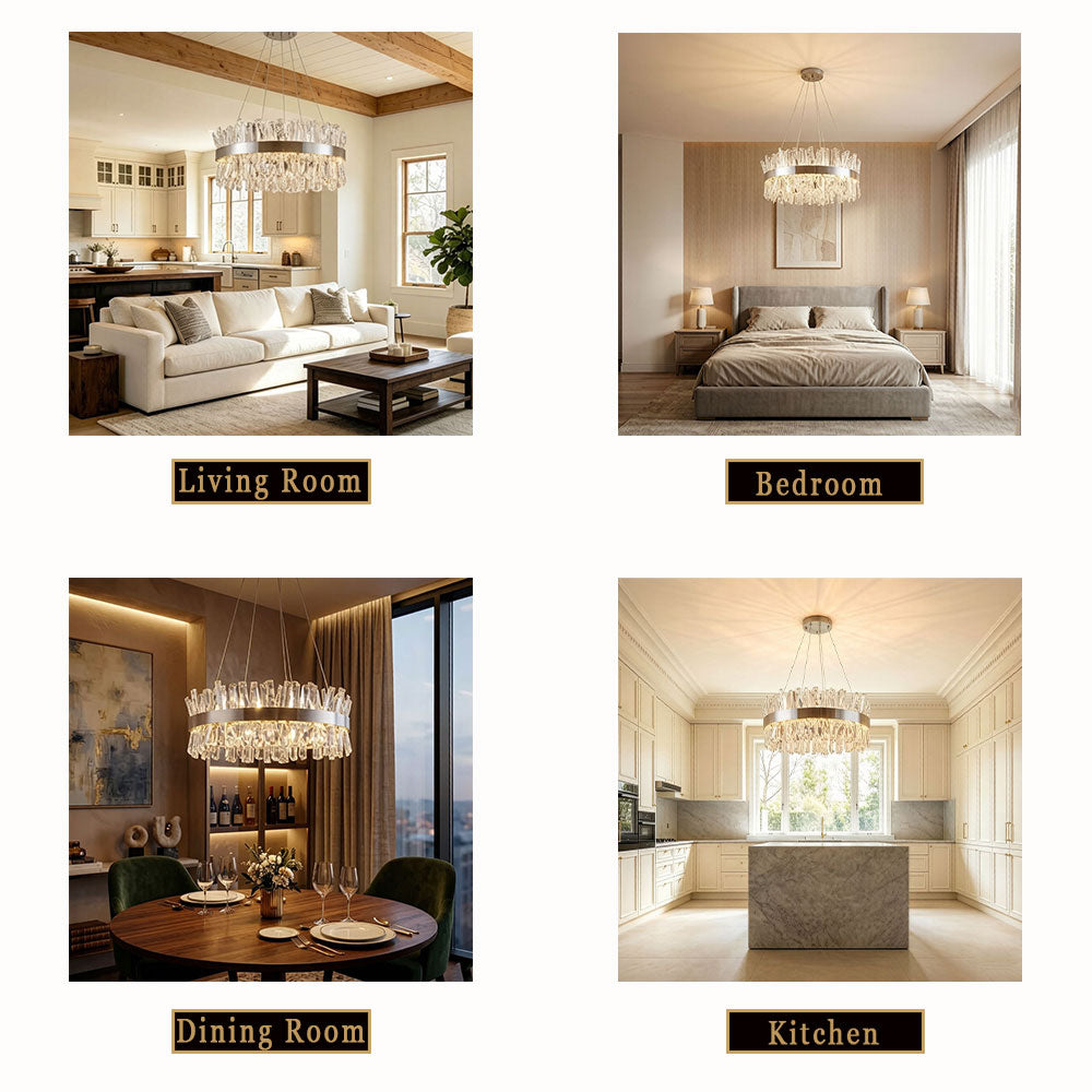 Round crystal chandelier for kitchen and bedroom