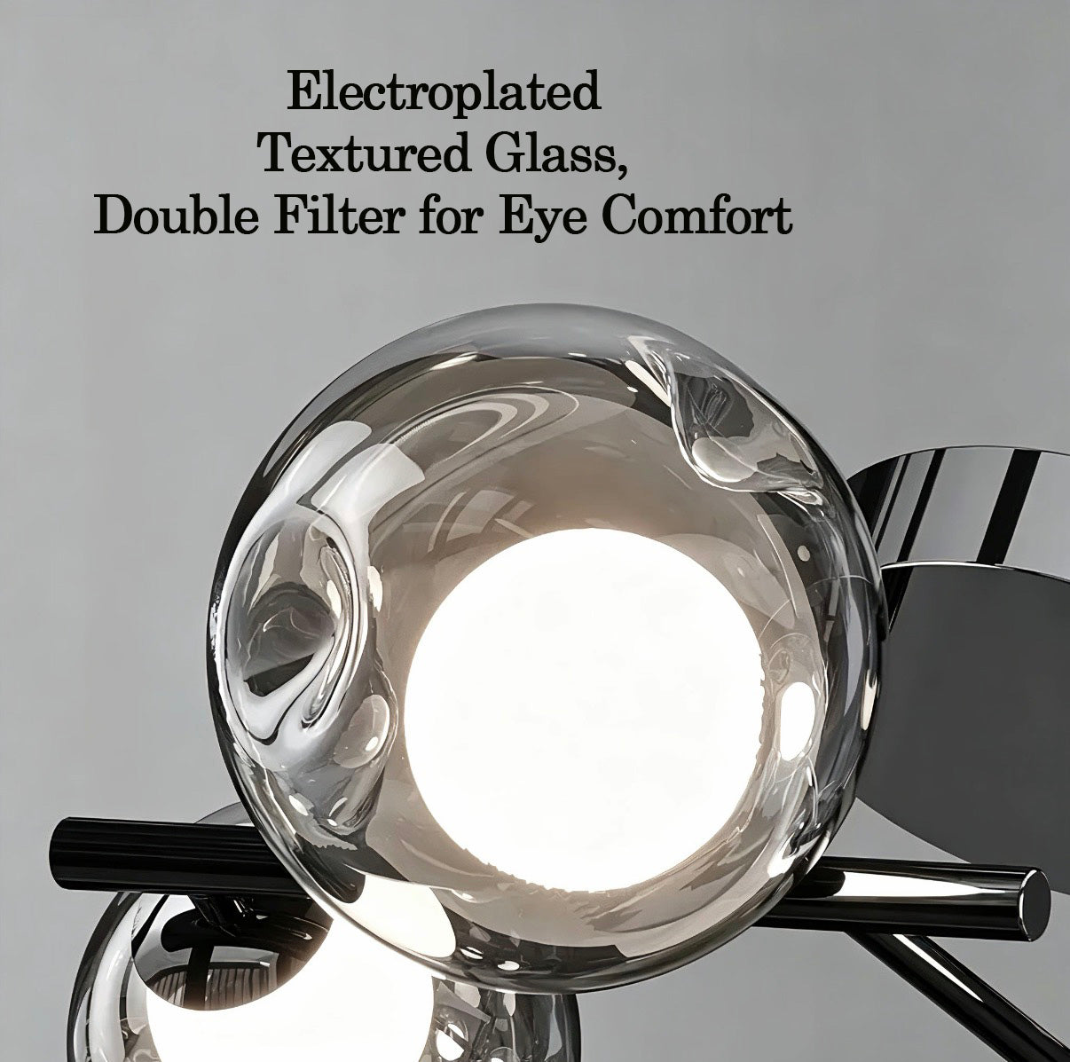 Contemporary Smoke Glass Flush Ceiling Light - Smoke Grey Glass Ceiling Light Close-up Detail