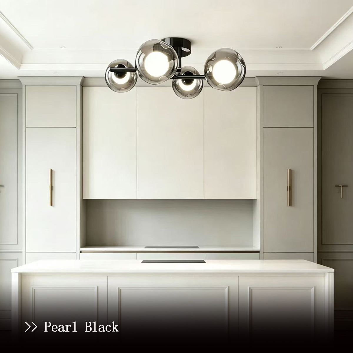 Contemporary Smoke Glass Flush Ceiling Light - pearl black finish flush mount in a contemporary dining room