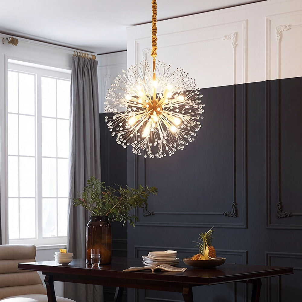 Dandelion pendant light with warm G9 LED glow in a contemporary interior