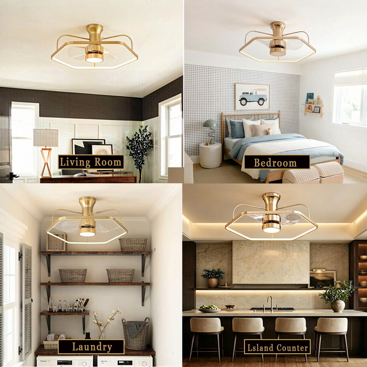 Modern Gold Invisible Ceiling Fan Light