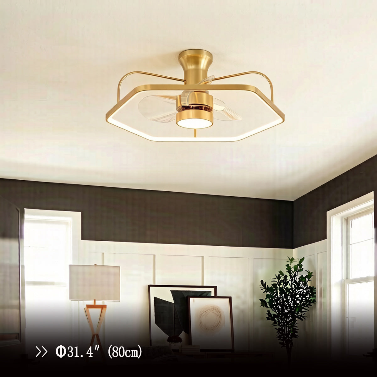 Modern Gold Invisible Ceiling Fan Light