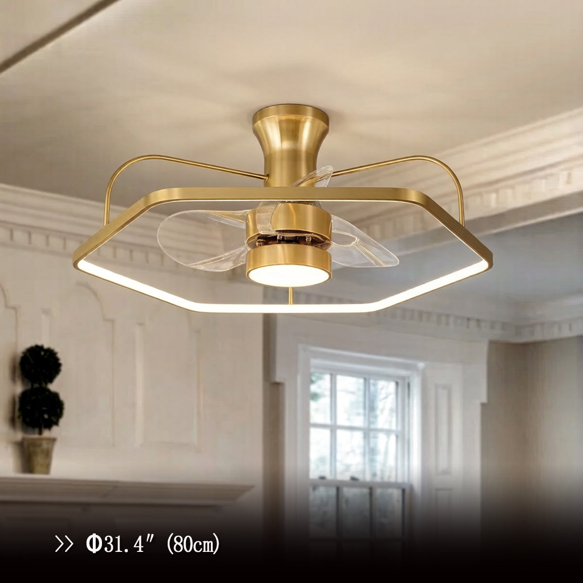 Modern Gold Invisible Ceiling Fan Light