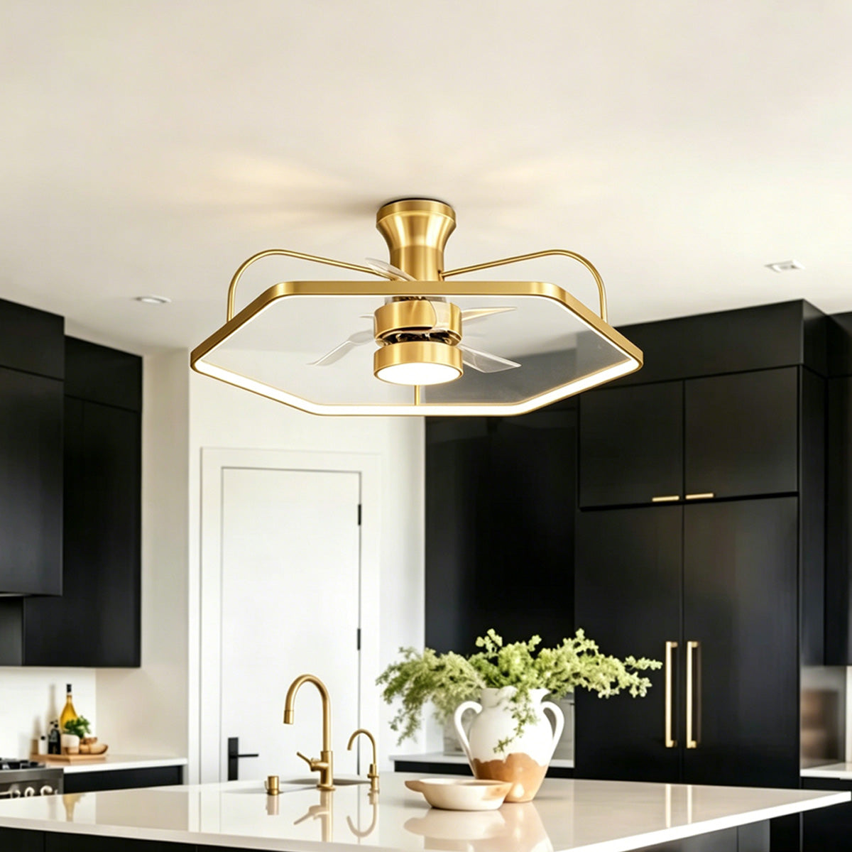 Modern Gold Invisible Ceiling Fan Light