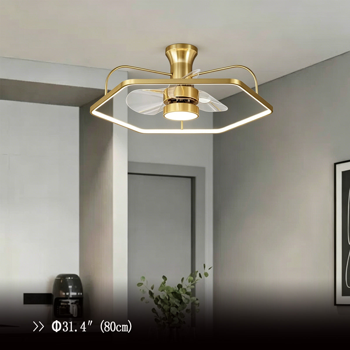 Modern Gold Invisible Ceiling Fan Light