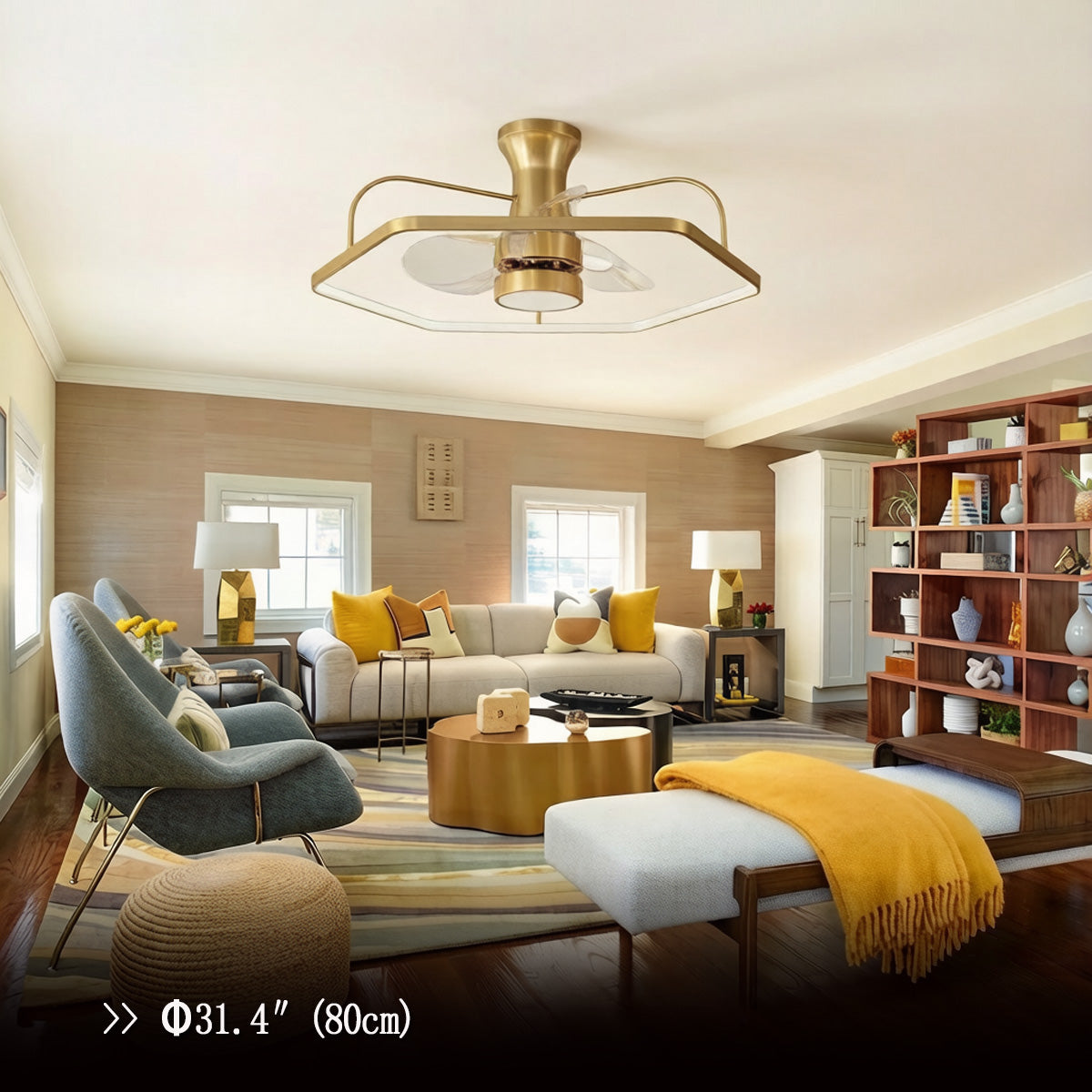 Modern Gold Invisible Ceiling Fan Light