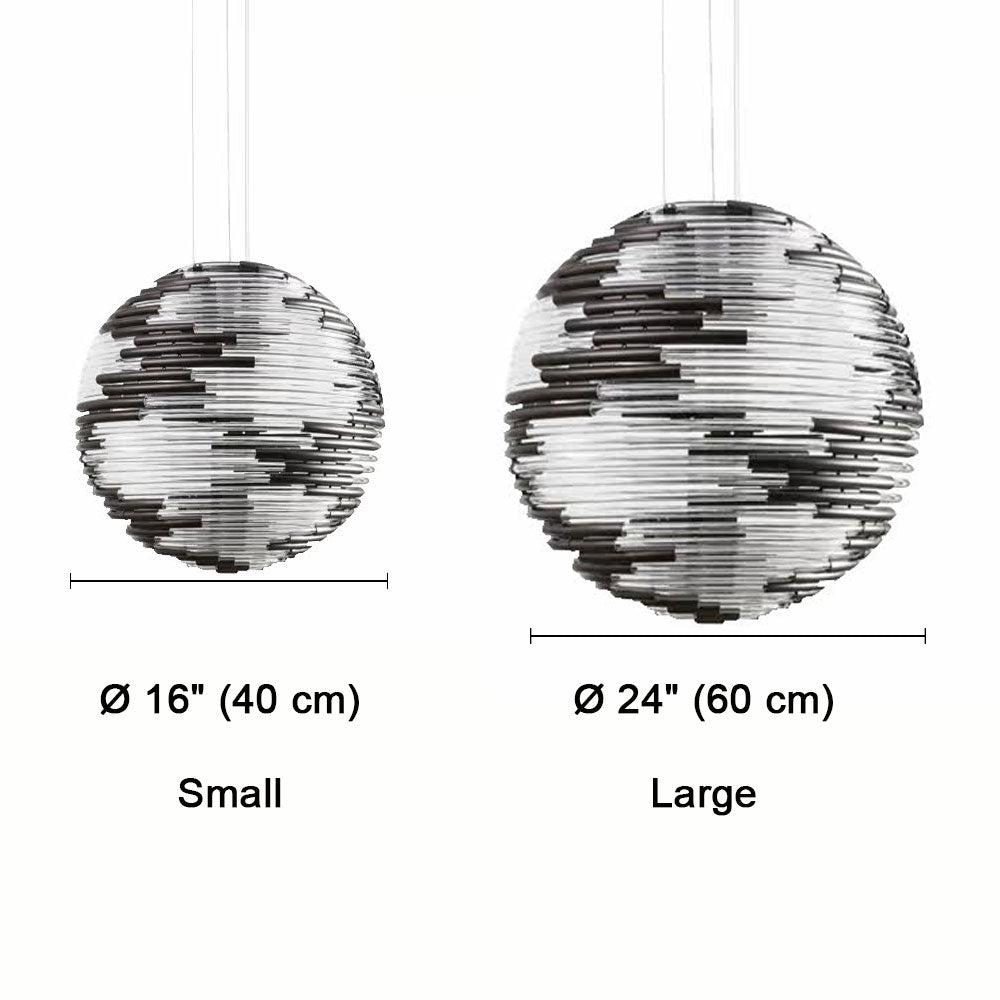 Glass Globe Pendant Light in a kitchen setting with contemporary minimalist decor