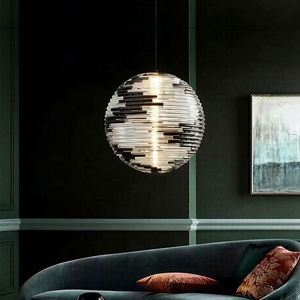 Glass Globe Pendant Light viewed from below showing full spherical globe shade