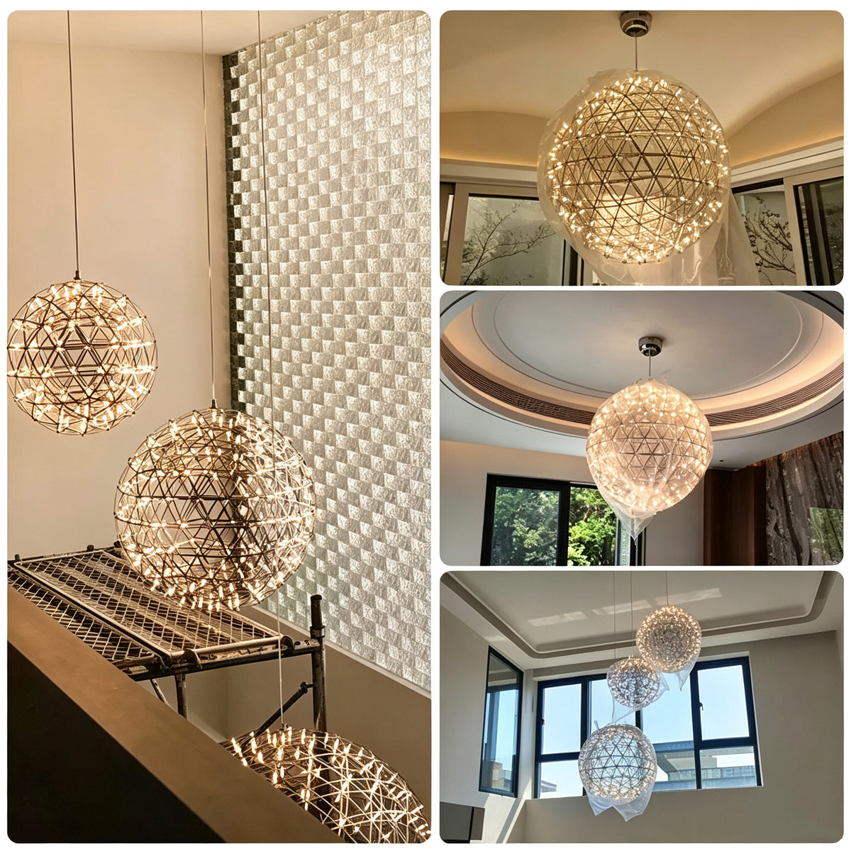 Globe pendant light installed in a contemporary living space