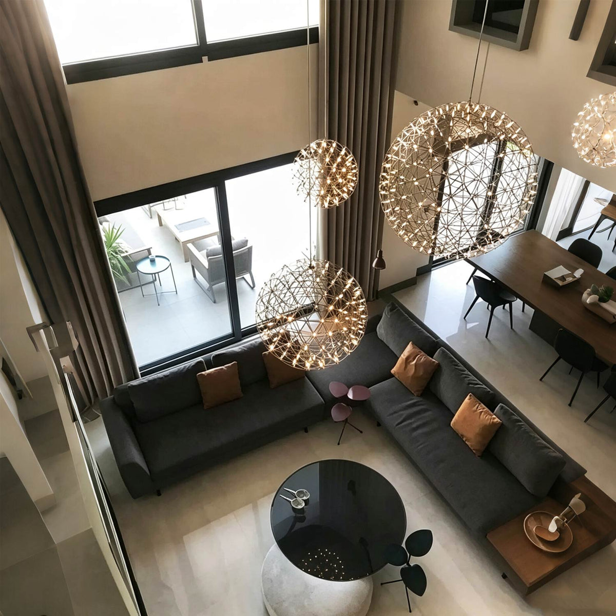 Globe pendant light displayed in a modern interior