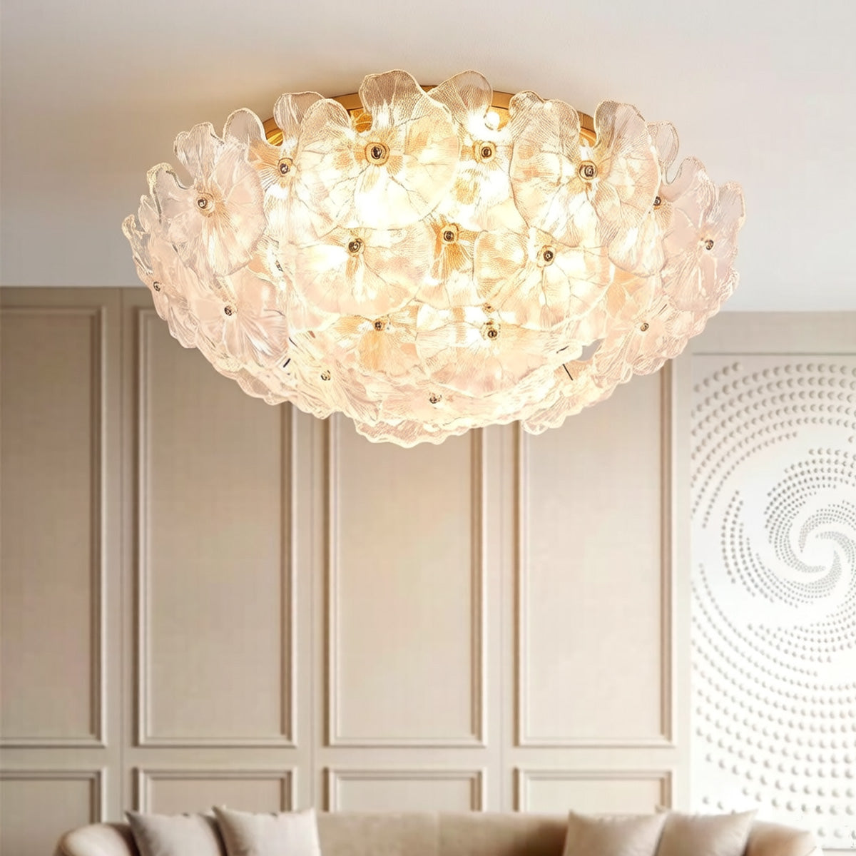 Glass Flower Flush Mount Ceiling Light for Bedroom