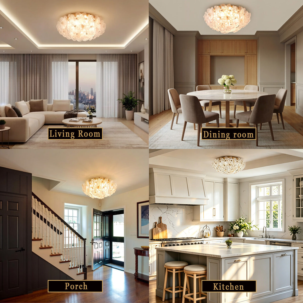 Glass Flower Flush Mount Ceiling Light for Bedroom