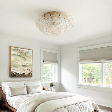 Glass Flower Flush Mount Ceiling Light - White Glass Flower Ceiling Light in Bedroom