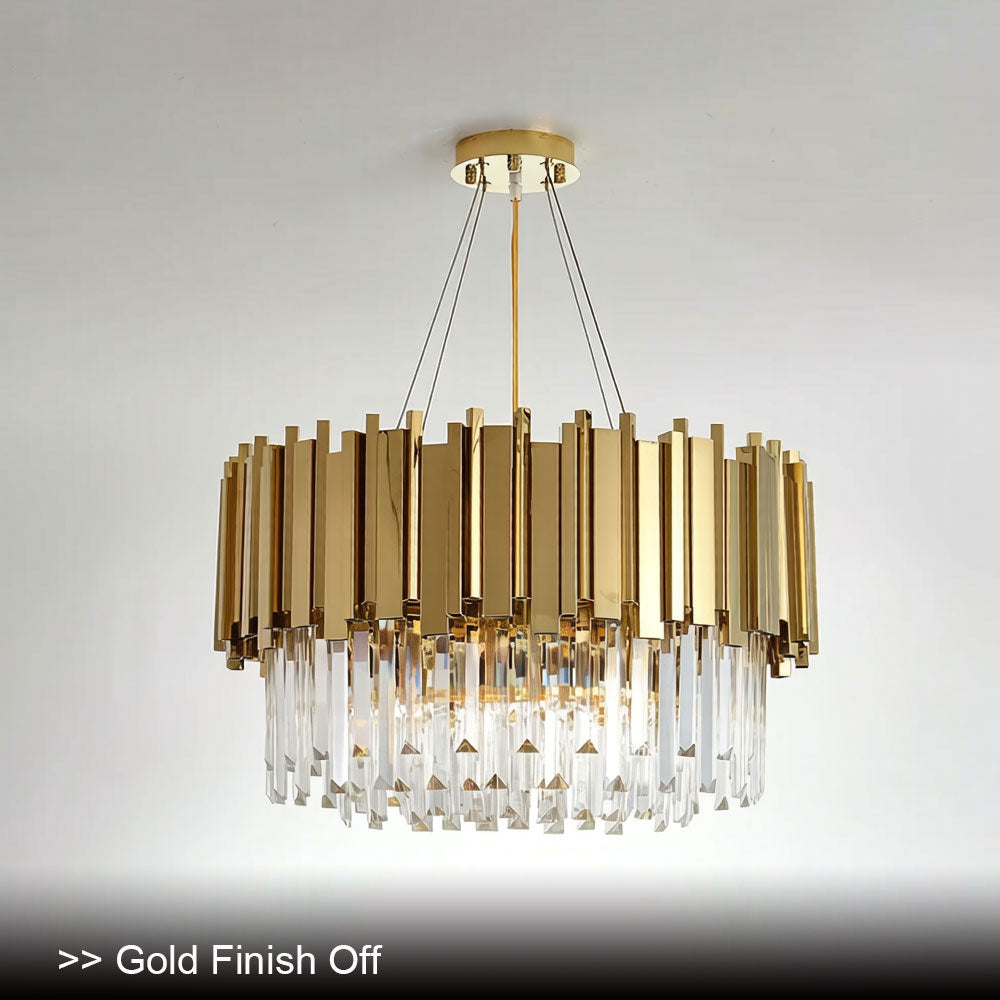 Luxury Modern Metal Crystal Chandelier - Gold finish off