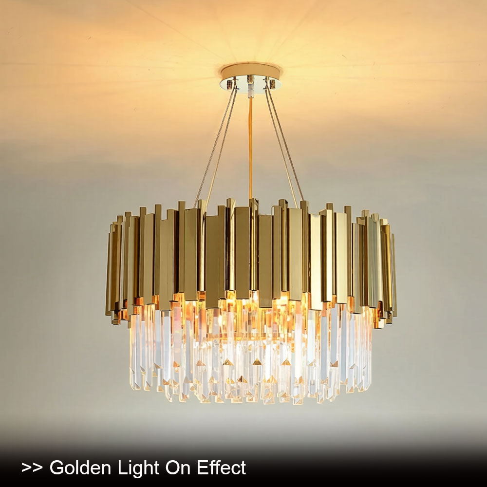Luxury Modern Metal Crystal Chandelier - Gold finish on