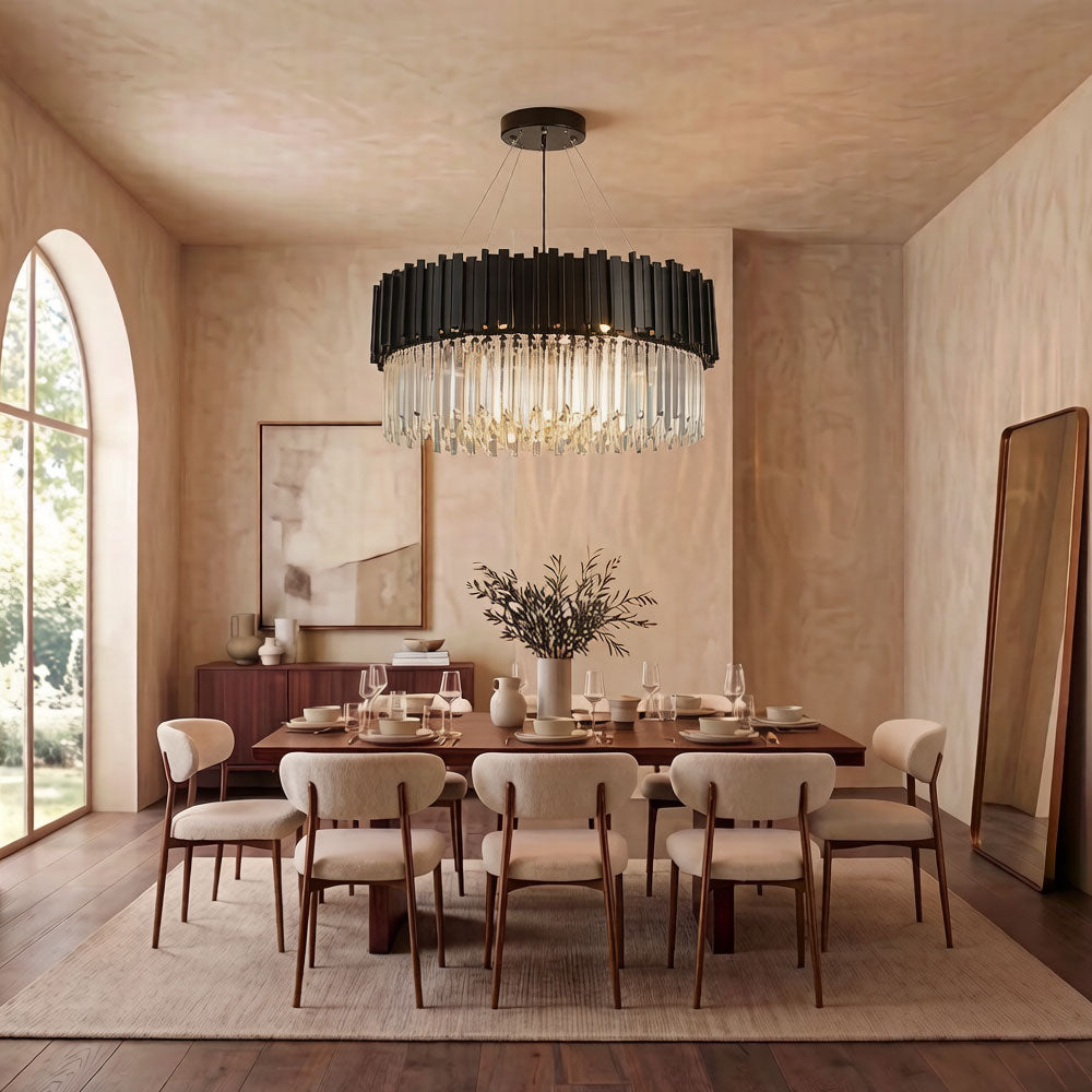 Luxury Modern Metal Crystal Chandelier - Round Black Crystal Chandelier over Dining Table