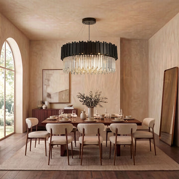 Luxury Modern Metal Crystal Chandelier - Round Black Crystal Chandelier over Dining Table