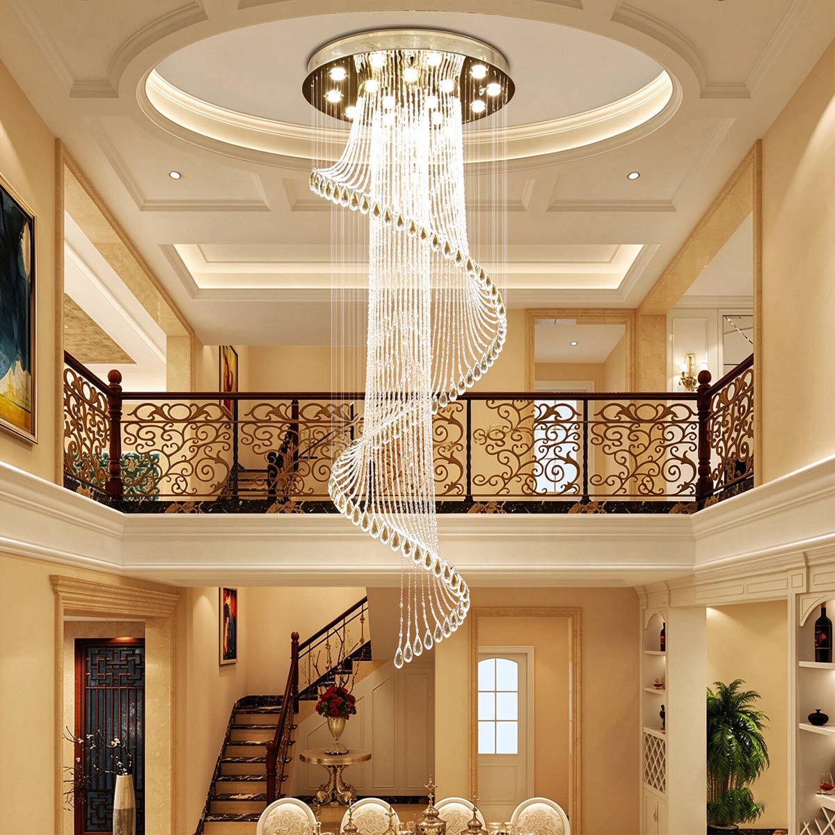 Luxury Spiral Crystal Chandelier