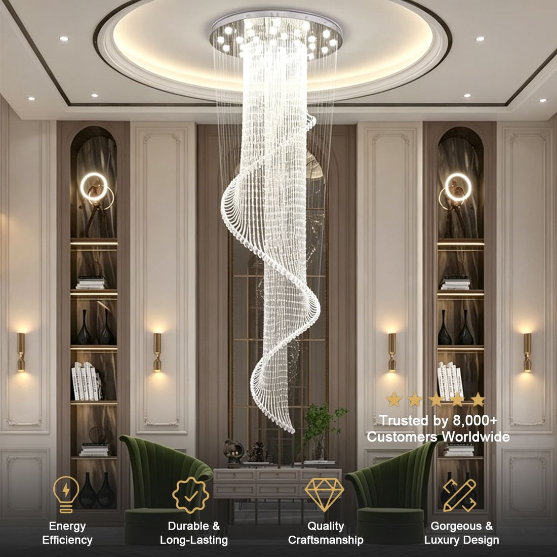 Spiral Crystal Chandelier