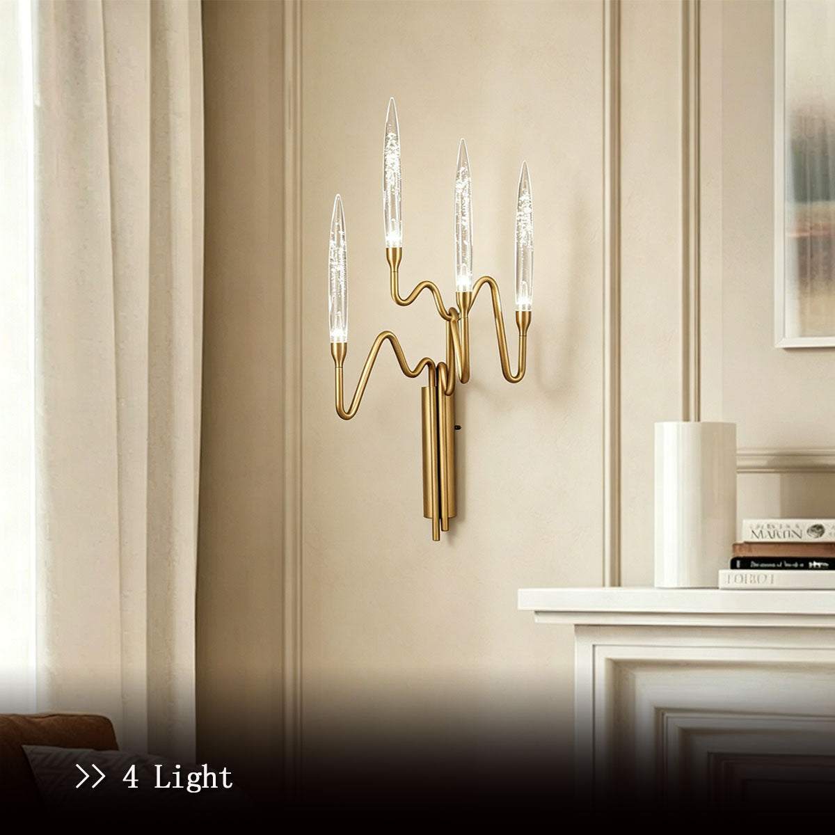 Gold LED Wall Sconce - Mid-Century Modern Style Bedroom Accent Light