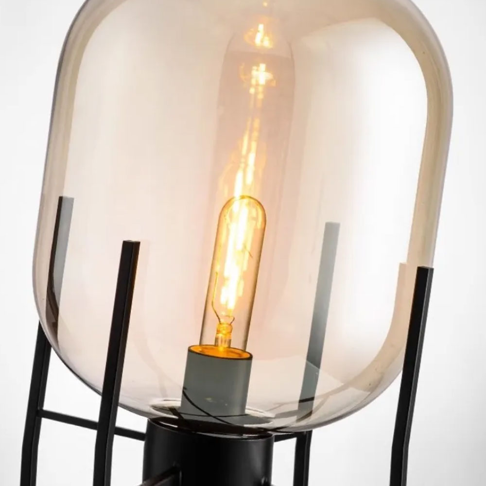Modern Glass Table Lamp with Edison Bulb
