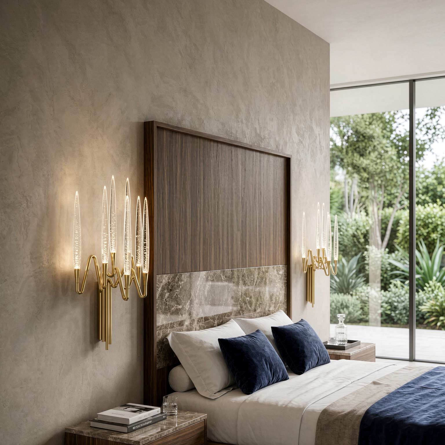 Modern Gold LED Wall Sconce - Wavy Arm Design Candle Style Wall Light