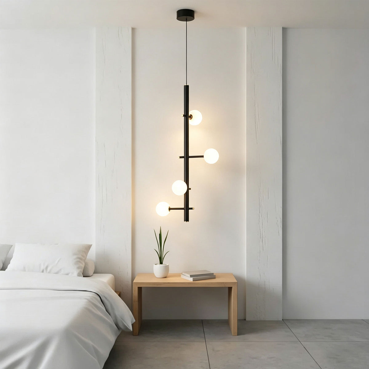 Nordic Black Globe Chandelier 4 Lights for Bedroom