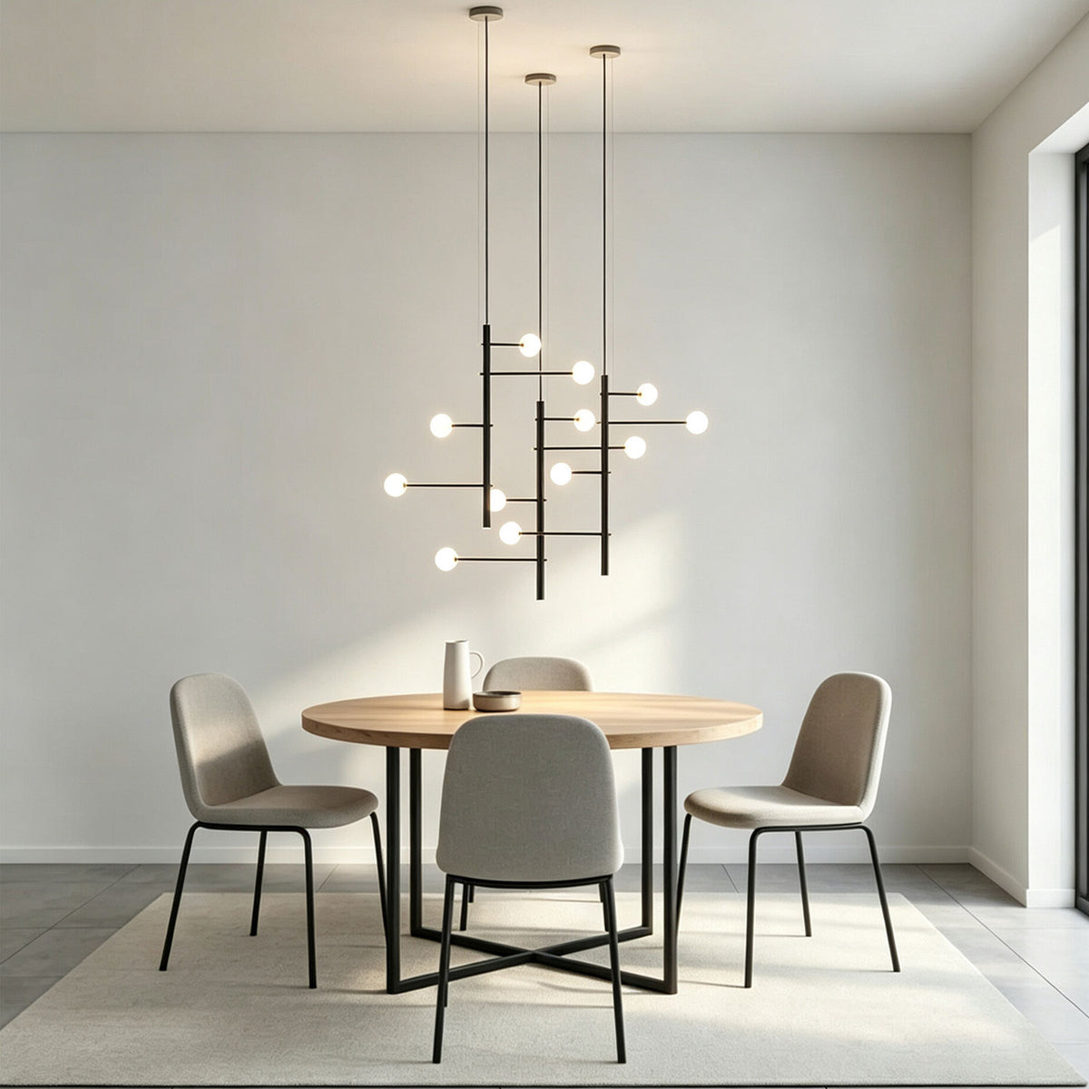 Nordic Black Globe Pendant Light 12 Lights for Dining Room