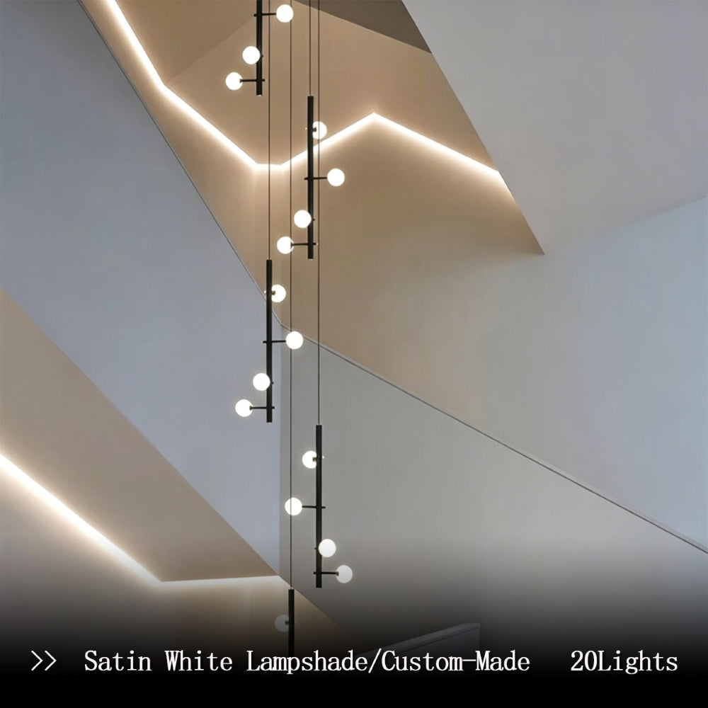 Nordic Industrial Black Long Chandelier