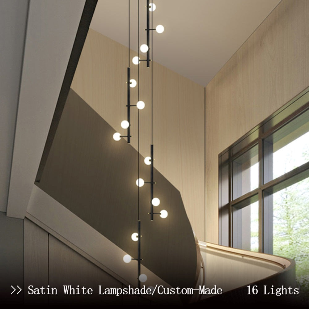Nordic Industrial Black Long Chandelier