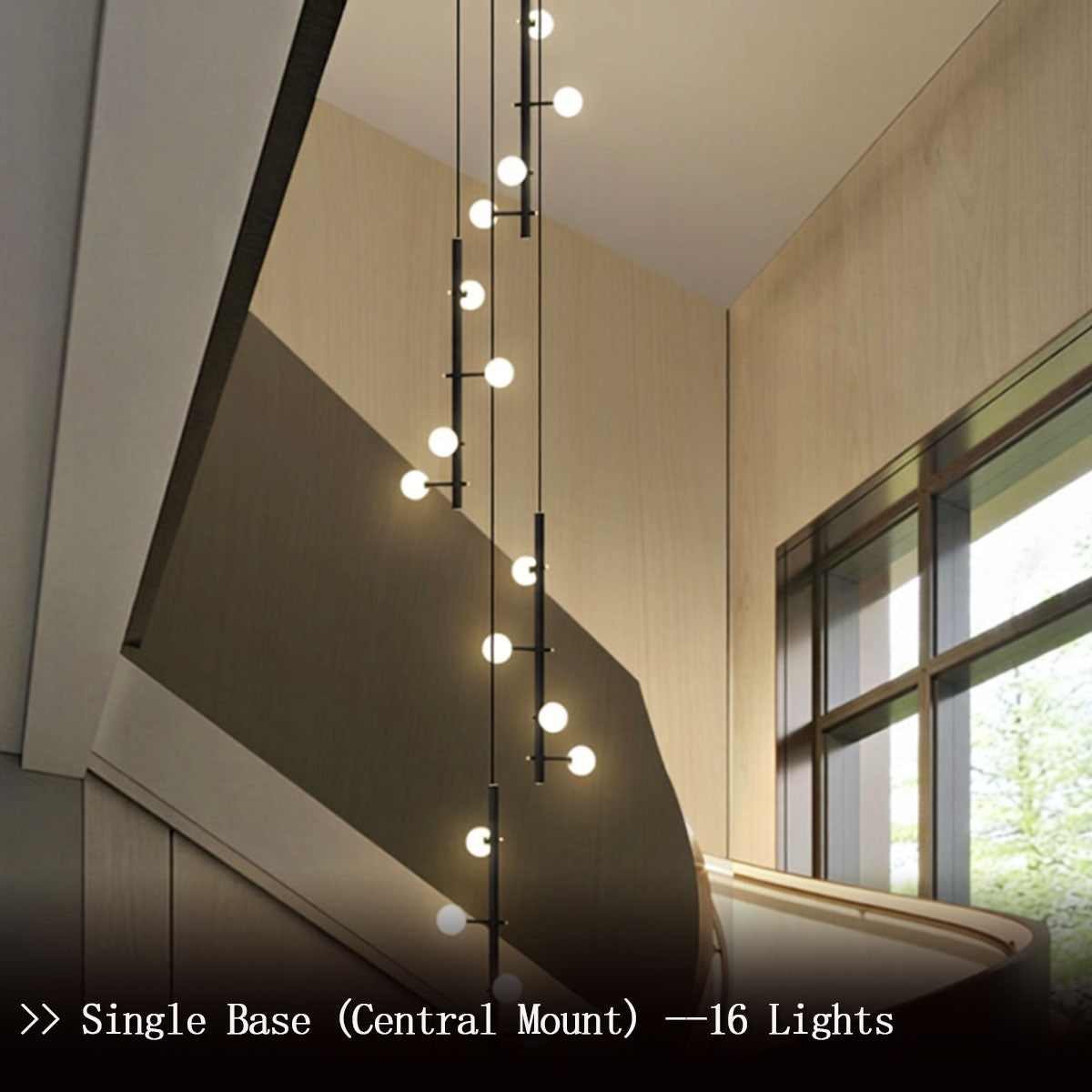 Industrial black chandelier for lobby and living room showing adjustable cord and ceiling canopy