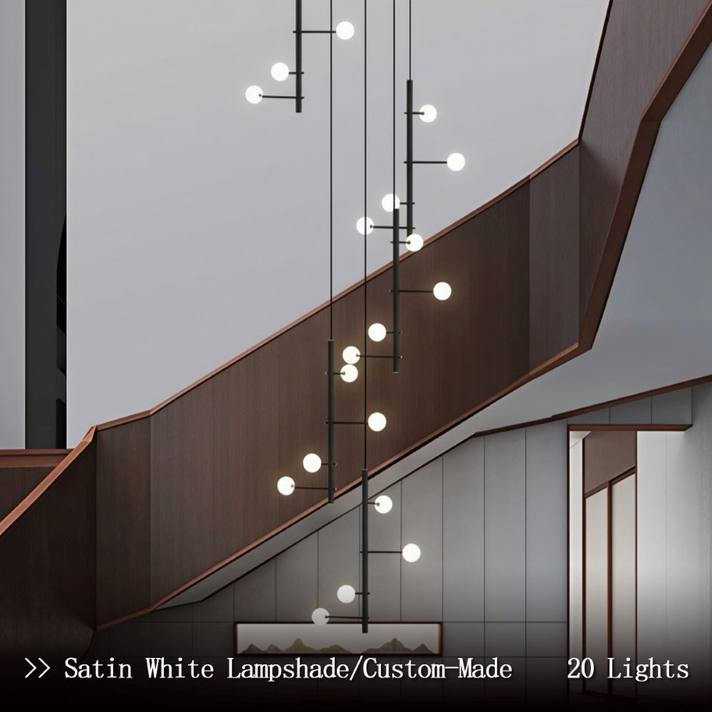 Nordic Industrial Black Long Chandelier