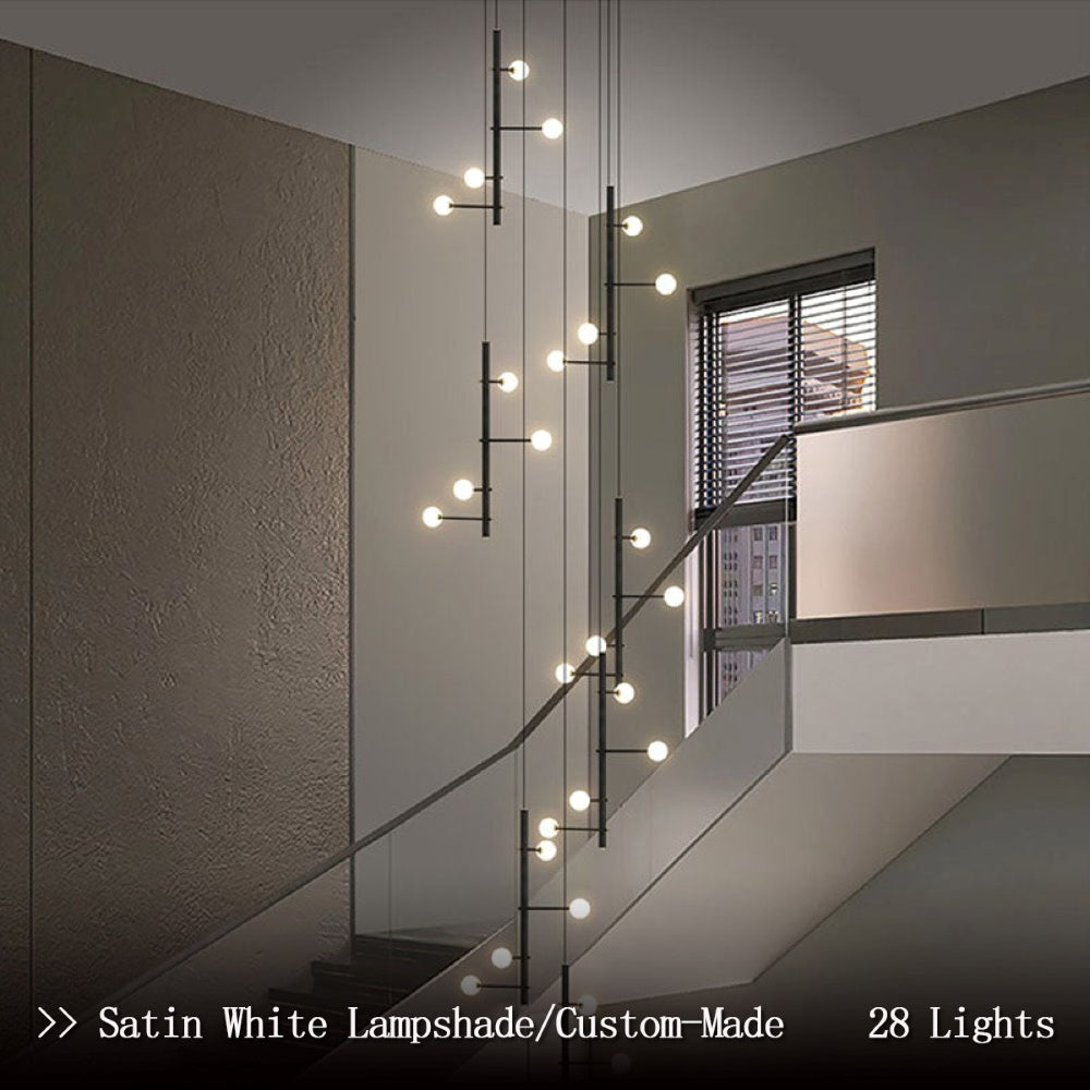Nordic Industrial Black Long Chandelier