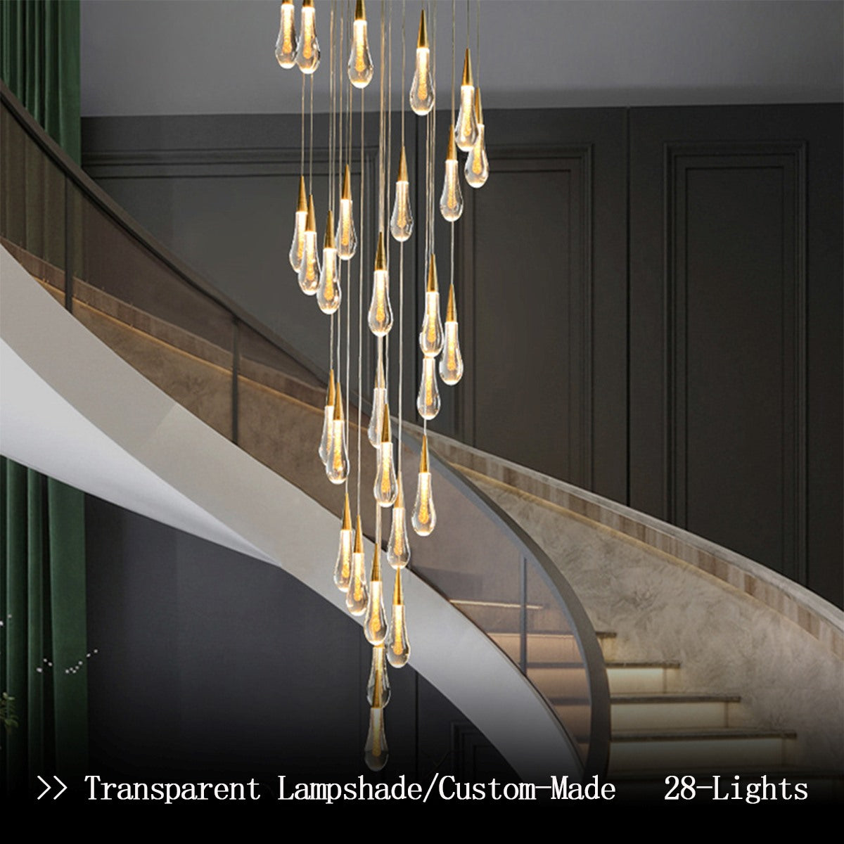 Crystal Raindrop Chandelier for Staircase