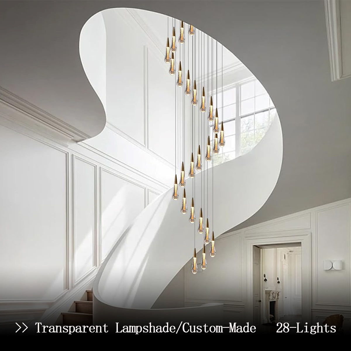 Crystal Raindrop Chandelier for Staircase