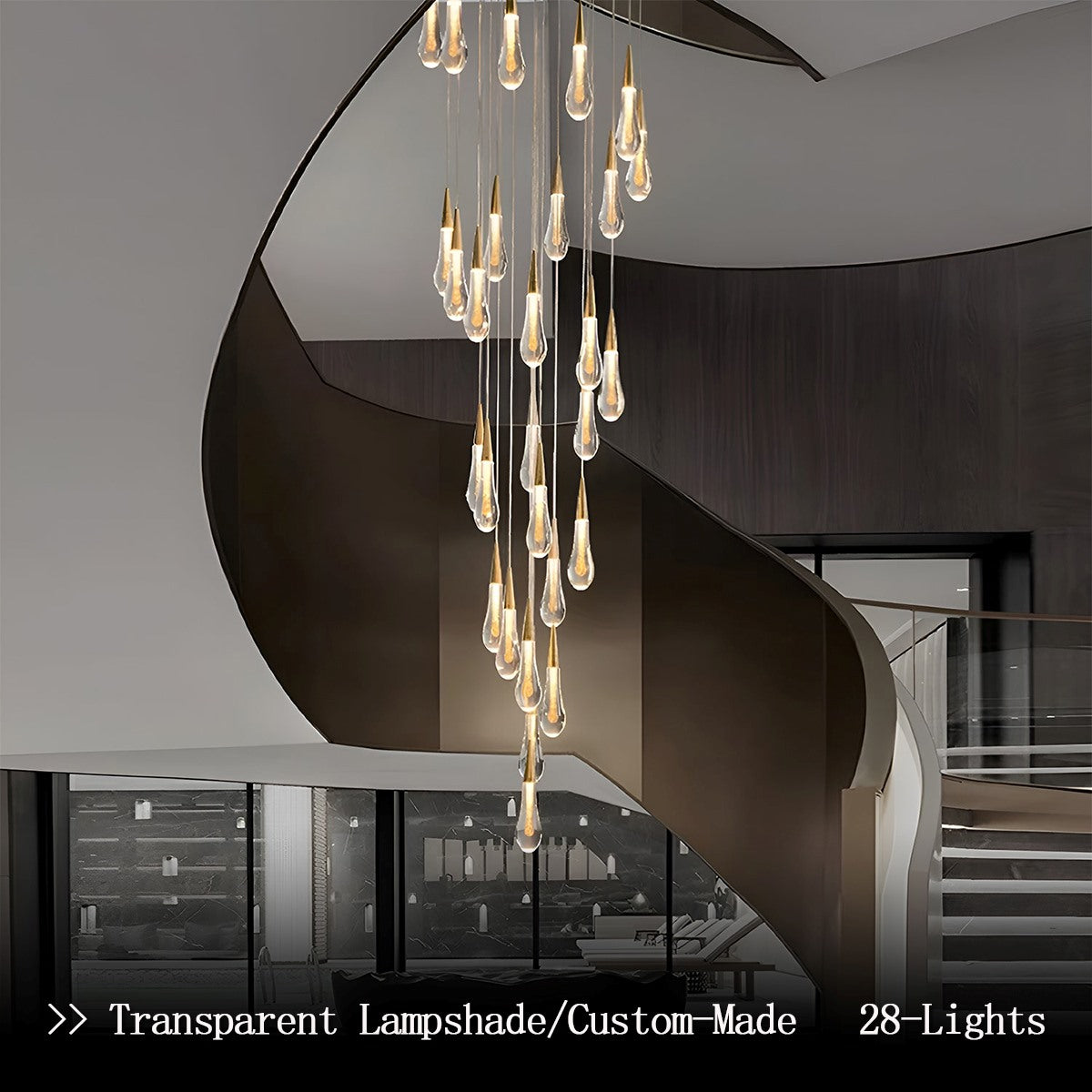 Crystal Raindrop Chandelier for Staircase