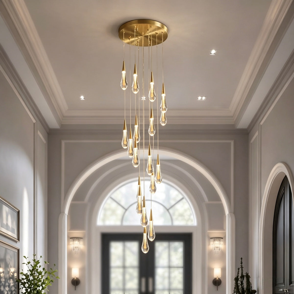 Crystal Raindrop Chandelier for Staircase & Foyer