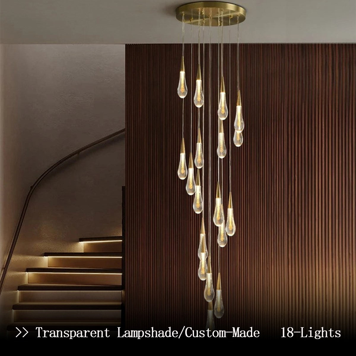 Crystal Raindrop Chandelier for Staircase