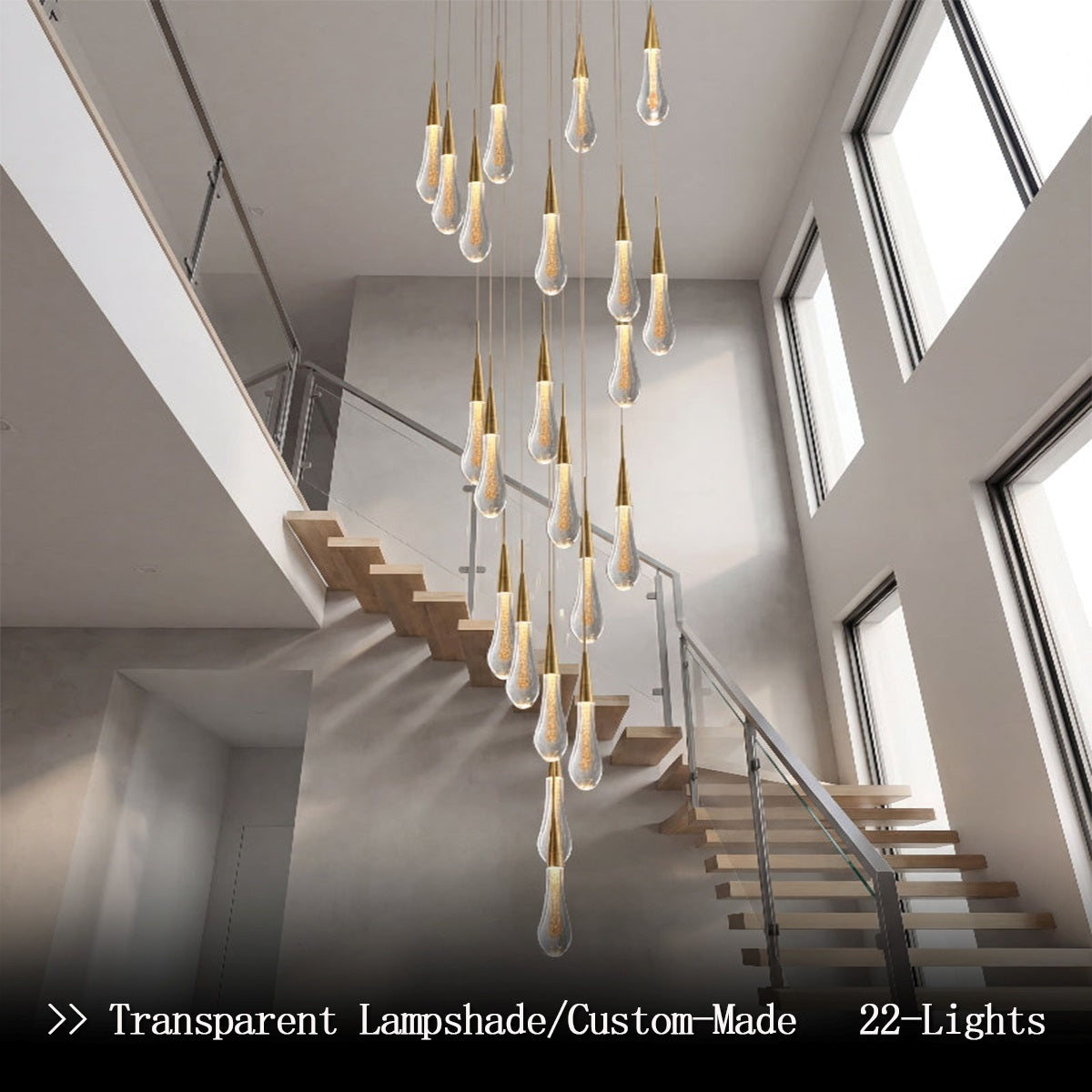 Crystal Raindrop Chandelier for Staircase
