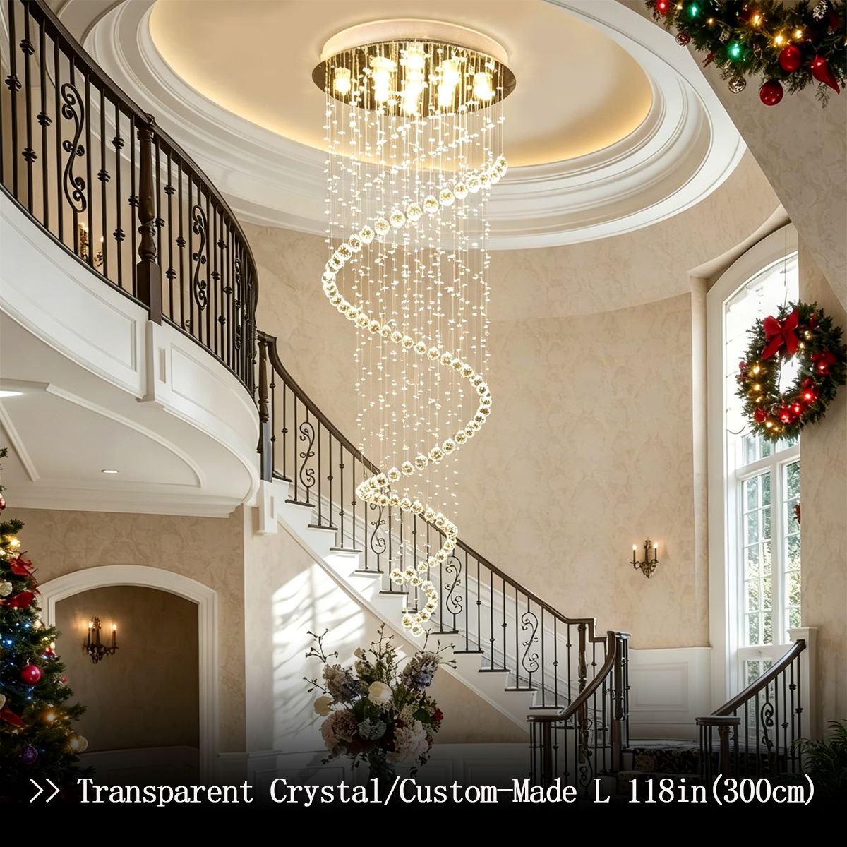 Transparent Crystal Spiral Chandelier - Crystal Spiral Ceiling Light