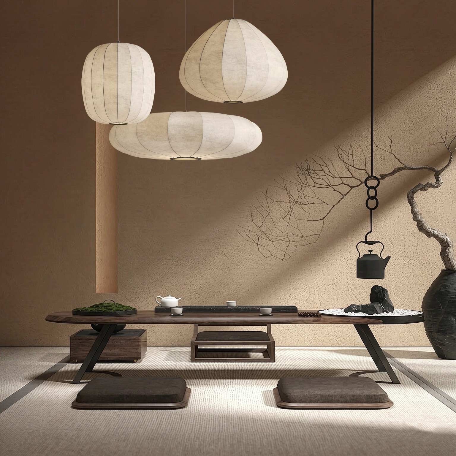 Wabi Sabi Silk Pendant Light cord and canopy detail – adjustable height ceiling pendant lamp