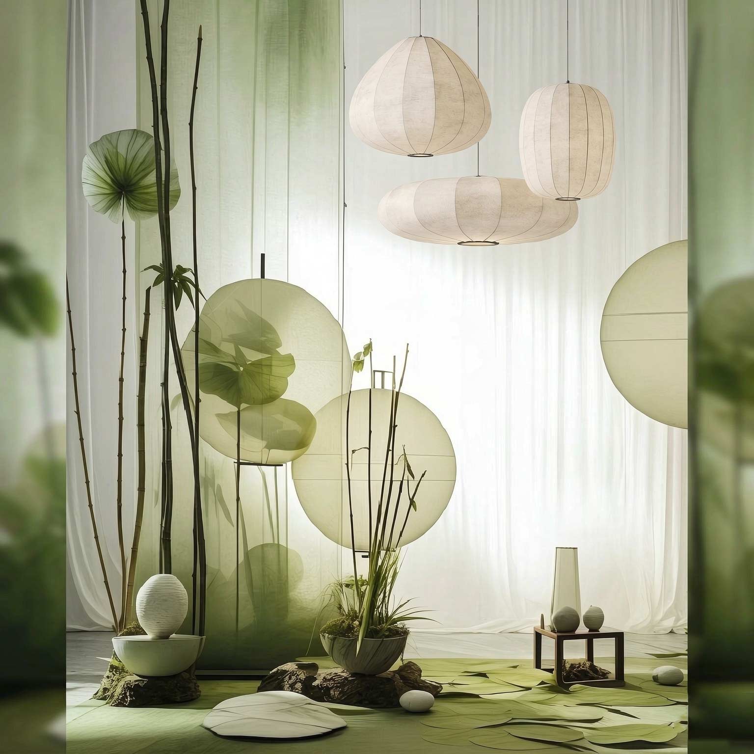 INS Home Decor Wabi Sabi Silk Pendant Light – CE and UL certified handmade Japanese lantern