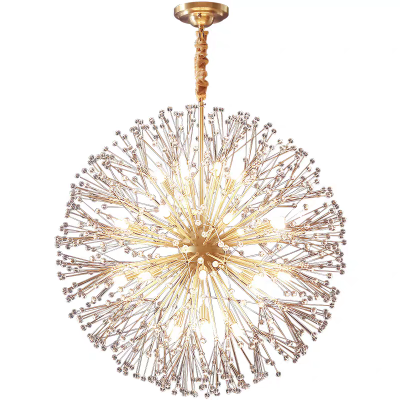 Dandelion pendant light in a cozy bedroom setting with soft ambient glow