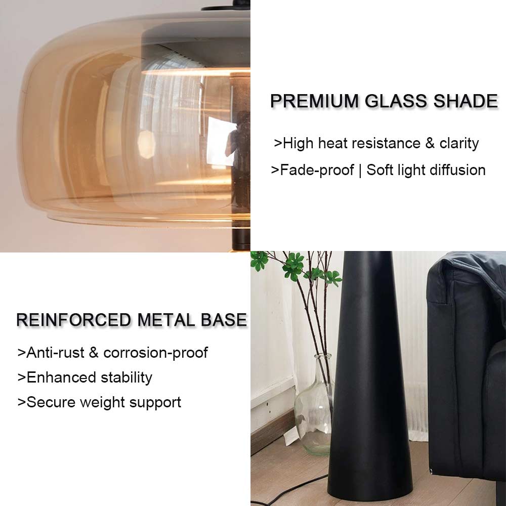 Modern Cone Floor Lamp - Cone Shade Detail Premium Glass
