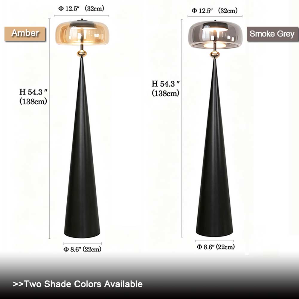 Modern Cone Floor Lamp - Full Height 53.4 inch Matte Black Stand
