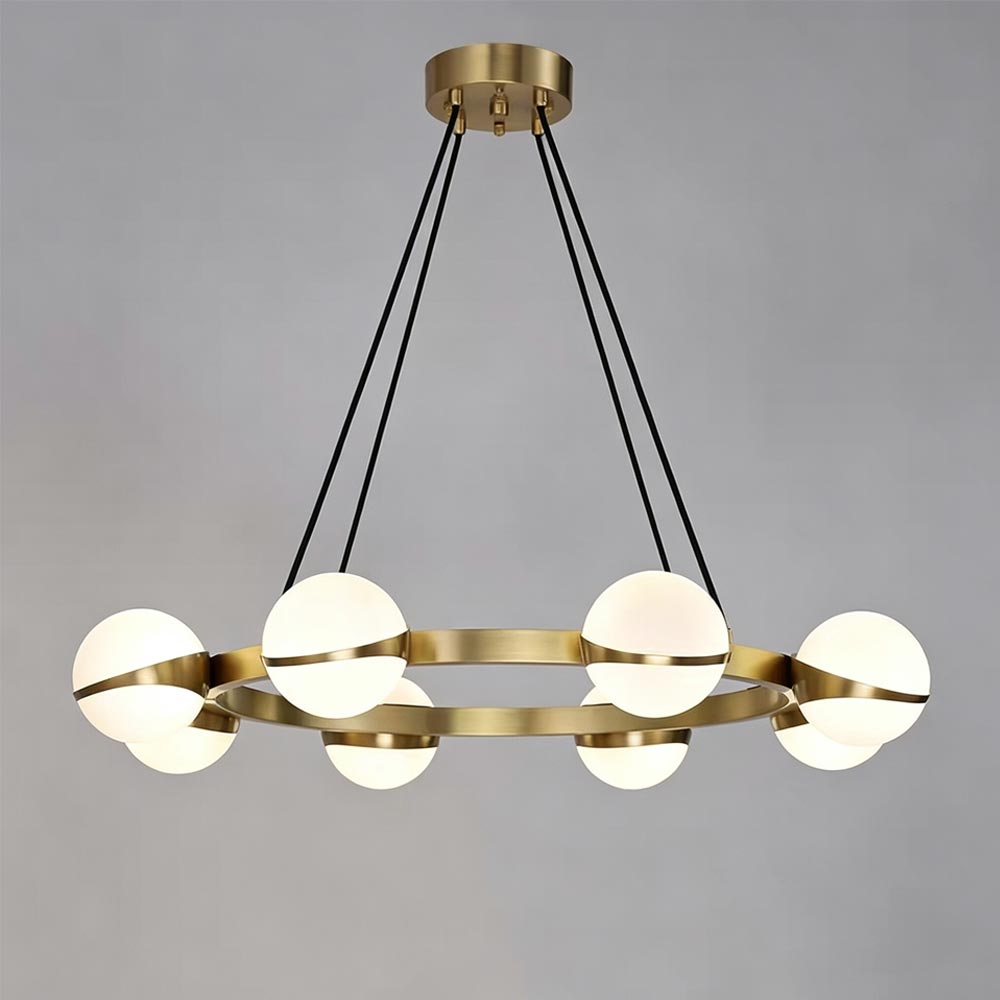 modern round pendant lights with suspended metal frames