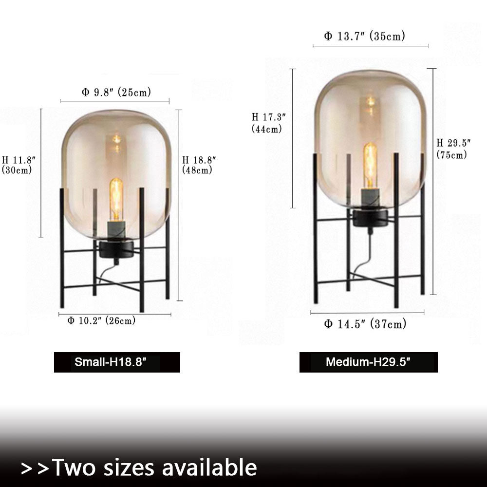 Modern Glass Table Lamp with Edison Bulb