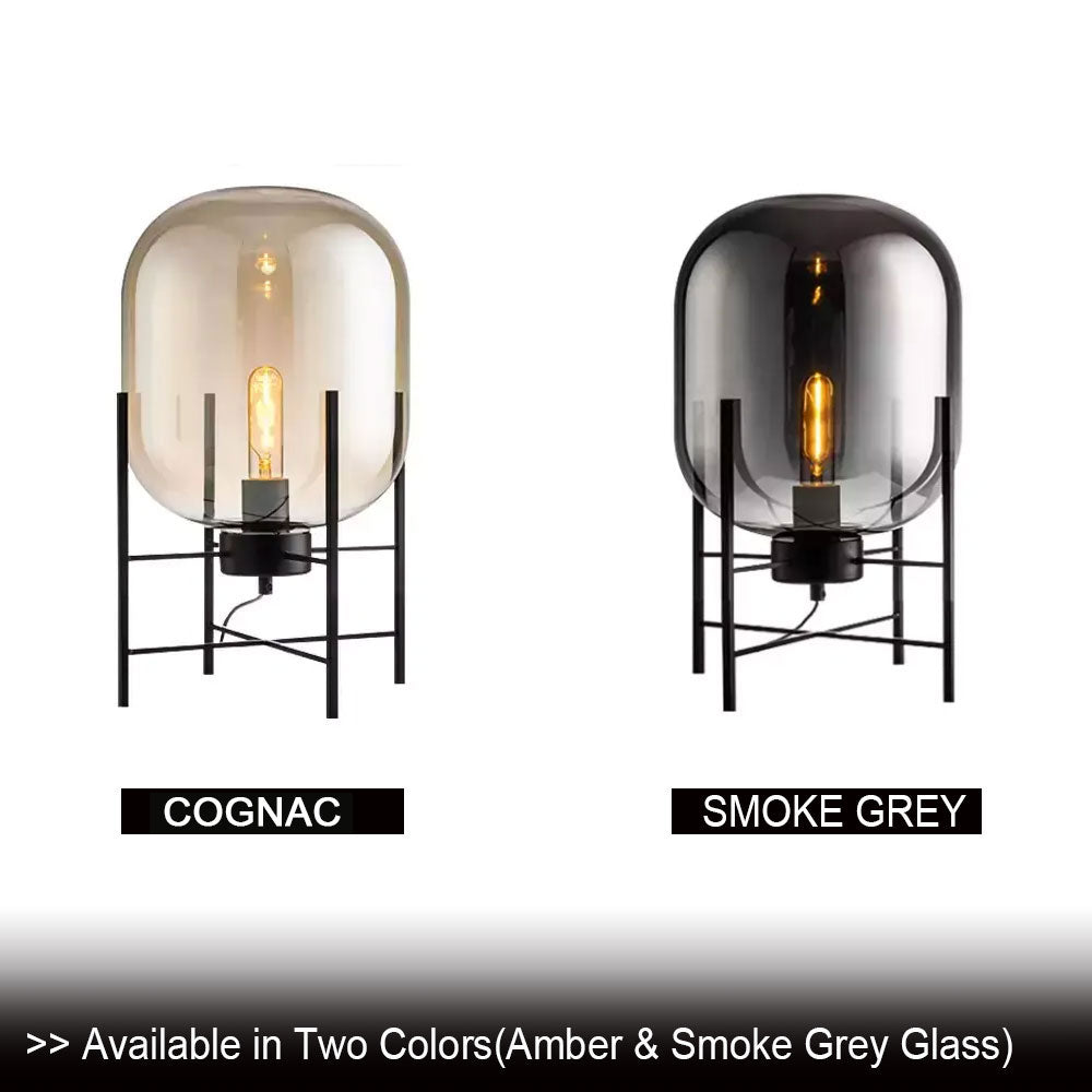Modern Glass Table Lamp with Edison Bulb